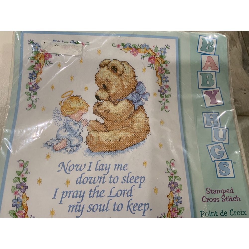 Dimensions Baby Hugs Sweet Prayer Birth Record Stamped Cross Stitch Kit 13087